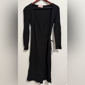 Lisa Says Gah Lucille Black Long Sleeve Wrap Dress Size Medium